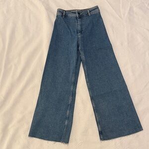 Zara Denim Flare Wide-Leg Marine Jeans
